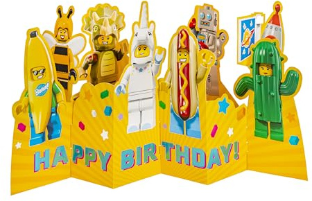 Hallmark Birthday Card, LEGO Characters, 3D & Pop Up Design, Yellow