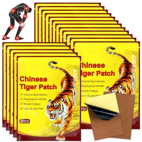 120 Pcs Pain Relief Patches, Tiger Patch for Neck and Shoulder, Chinese Pain Relief Plaster for Knee, Relief Patches up to 8h for Arthritis, Lumbar, Spine, Muscle & Joint, Penetrating Heat Action