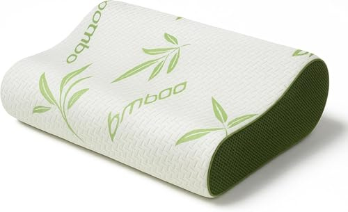 Artistic Fashionista Limited Almohada de espuma viscoelástica de bambú, almohada cervical ortopédica para dormir profundo, comodidad superior para dolor de cuello y hombros, transpirable e