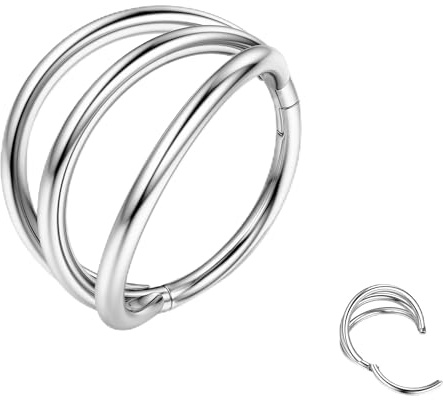 BodyBonita Triple/Doble Aros de Piercing Nariz Acero Quirurgico 316L Septum Clic 16G/18G/20G CZ Caracola Hélice Torre Trago Piercing Oreja Cartílago Pendientes Labio Anillo Oro/Negro/Plata/Oro Rosa