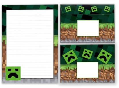 Brevpappersset brevblock med kuvert för barn pojkar game-design gaming barnmotiv pojkar (lock A5 med 25 ark + 15 kuvert)