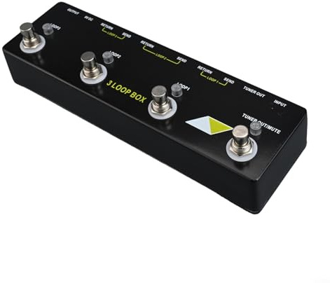SiSinkal gitarr looper pedal med äkta bypass och tuner ljudfunktion, 3 ögla-box för moaudio kompatibla effektpedal, metallskal, 230 x 70 x 36 mm