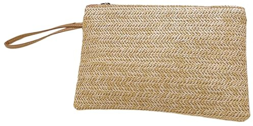 budebuse Portefeuille tissé en paille à la mode avec styles d'enveloppe pour femmes sac à main léger décontracté motif artistique unique sac à la mode, a