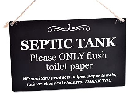 Stylish and Bold, Black and White, SEPTIC TANK Sign | Plaque | Notice for Toilet | Bathroom | W.C | only flush toilet paper | Information Notice | Other Styles Available.