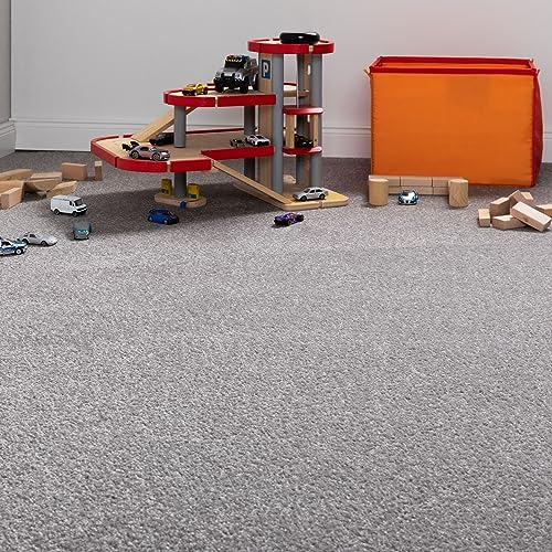 Steffensmeier Teppichboden Cambridge Young Meterware | Auslegware für Kinderzimmer Wohnzimmer Schlafzimmer | Silber, Größe: 200x300 cm