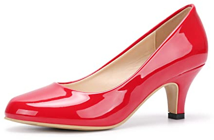 Dam Pumps stilettklack höjd 6 cm sko bekväm klack, sexiga pumpar bröllop fest arbete, Rödlackerad, 37 EU