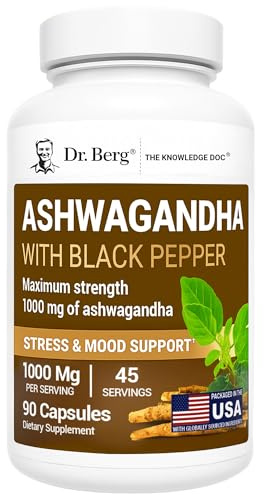 Dr. Berg Ashwagandha Capsules 1000mg - Includes Ashwagandha Root with Black Pepper from Bioperine - Ashwagandha Supplements 90 Capsules