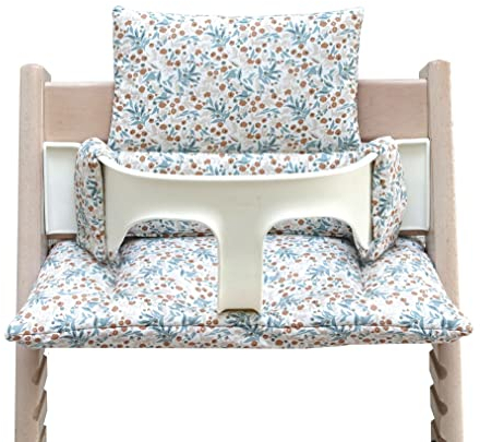 Blausberg Baby - Sitzkissen Set kompatibel mit Tripp Trapp Stokke Hochstuhl - 2-teilige Polsterung Sitzverkleinerer in Blumenwiese Blau