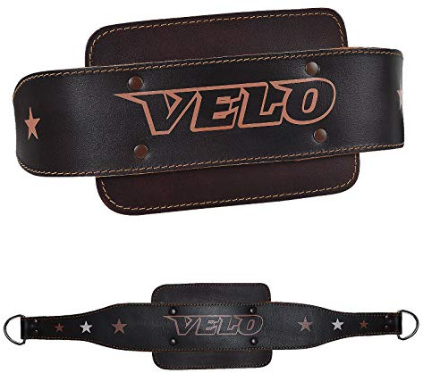 : VELO - 7 Cowhide leather Dipping belt for heavy weight dipping unisex belt pull ups lifting chains for weights pull ups Body Weight Workout Bodybuilding Padded Neoprene Back Support (Brown)