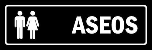 Toilets, black informational sign SP024-1mm flexible Plastic sign (150mm x 50mm)