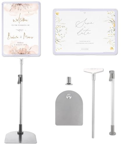 CYEER 2 Stück Infoständer A4 Outdoor, 38-65CM Infoständer A4 Höhenverstellbar, Aufsteller A4 mit Standfuß, Präsentationsständer, A4 Display Bodenständer, Plakatständer für Poster, Werbung, Verkauf