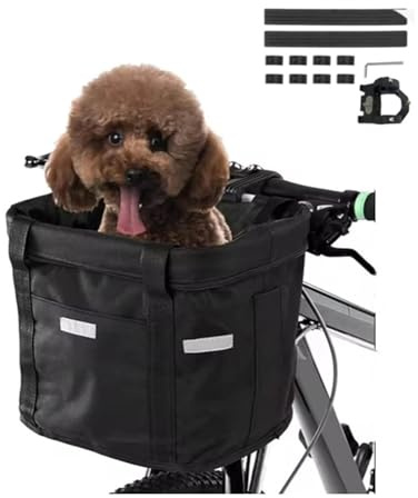 CiCixixi Canasta de Bicicleta, Cesta de Bicicleta para Perro, Bolsas de Compras, Canasta de Manillar de Bicicleta Multiusos Extraíble para Llevar Mascotas, Acampar al Aire Libre
