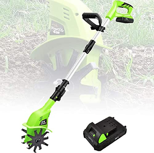 sjdoPulse Garden Tiller, 4000Mah Electric Tiller Cultivator/Rotavator,Electric Cordless Hand Tiller Soil Cultivator,Gardening Tool Cultivation Machine For Allotment, Lawn, Garden