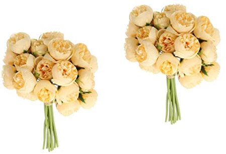 IMIKEYA 2St Strauß Kleiner Rosen hochzeitsdeko künstliche blüten Decor valentinsdeko Blumenaccessoire Party Kuchen künstliche Blumen Blumensträuße Kunstblume zur Dekoration Plastik Yellow
