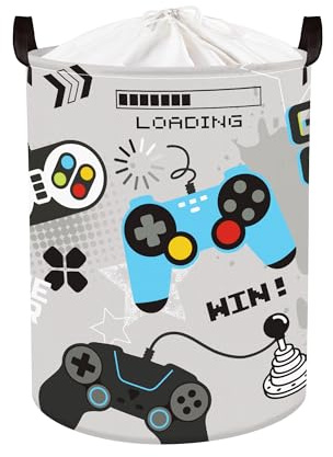 Clastyle Panier Rangement Bébé Manette de Jeu Corbeille à Linge Sale Garçon Fille pour Vêtement Boite de Rangement Jouet pour Salle de Bain Chambre à Coucher, Gris, 36x45 cm