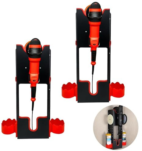 TAILIKANG 2-Pack Wall Mount Polisher Holder – Heavy-Duty Steel Bracket for Car Buffer & Grinder, Polishing Machine Holder,Universal Tool Storage, Easy Mount for Garage Workshop Organization
