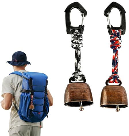 Quesuc 2 Pezzi Piccola Campanella Da Mucca Campanello Anti-Orso In Ghisa Con Silenziatore In Metallo Per Escursionismo E Campeggio All'Aperto Lunghezza 14 Cm (Colore Casuale)
