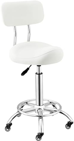 Generico Sgabello A Sella Con Poggiapiedi Sgabelli Rotanti Girevoli Regolabili In Pelle PU Con Supporto For La Schiena Sedia Da Cucina For Salone For Il Viso(Color2)