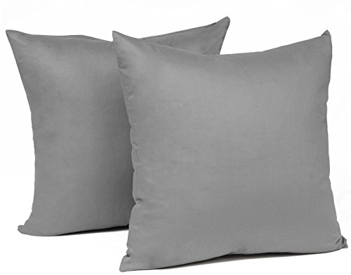 WOLTU 2er Set Kissenbezug 45x45 cm Dunkelgrau 100% Baumwolle, Nur Kissenbezug - Kissenbezüge Kopfkissenbezug mit Reissverschluss,Weicher Sofakissenbezug, Doppelpack Dekokissenbezug