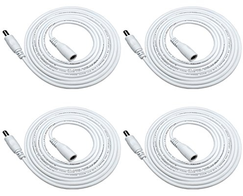 Liwinting 4pcs 1m/3.28ft DC Extension Cable 2.1mm x 5.5mm Male to Female Connector, DC Power Cord Extension Cable for Power Adapter, 12V CCTV Wireless IP Camera, Monitors, Led, Car - White