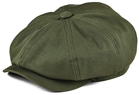 BOTVELA Gorra Plana de 8 Piezas Newsboy 100% algodón Gatsby Ivy Golf Cabbie Hat, Verde ejército, 7 5/8