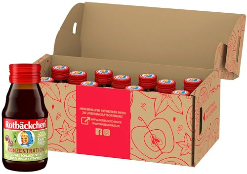 ROTBÄCKCHEN Kraftpaket Konzentration Shot 14er Pack (14 x 60 ml) - Mehrfruchtsaft mit Eisen, Niacin und Vitamin C