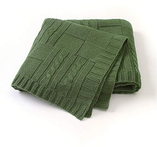 Strickdecke Babydecke Kuscheldecke, Surwin Mädchen und Jungen Babys Gestrickt Kinderdecke Freien Krabbeldecke Perfekt für Kinderwagen Babybett (80x100cm,Grün)