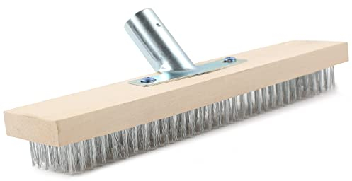 MaxAwe 12 Wire Broom Head, Garden Stiff Metal Bristle Deck Scrub Brush, Steel Sweeping Brush for Outdoor Heavy Duty Removal of Hard Sweeping & Deck Scrub for Decking, Paving, Patio, Paths, Drives etc