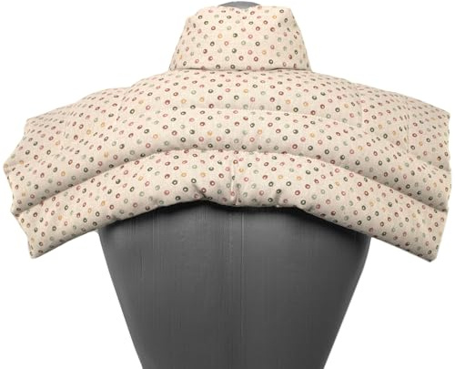 Saco cervical térmico con semillas de colza (algodón orgánico de lunares) - Cojín nuca y hombros con cuello - Almohada cervical - Para microondas y horno