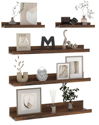 RLAVBL Wandregal 5er Set, geeignet für Wohnzimmer Schlafzimmer Küche Büro usw, 2 Stück 30cm + 3 Stück 60cm, Braun