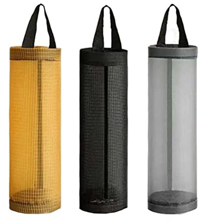 3Pcs Soporte para bolsas de plástico, Soporte para bolsas de supermercado Dispensador de Bolsas Colgantes de Malla Dispensador de Bolsas Basura Plegable Organizador Almacenaje Dispensador de Bolsas