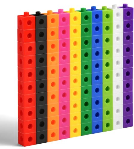 HOTUT Set di Attività per Cubi, 100 Pezzi Cubi da Incastrare, Giochi Didattici di Matematica per Bambini, per Contare Set di per Lo Sviluppo Delle Capacità Matematiche, Dai 5 Anni