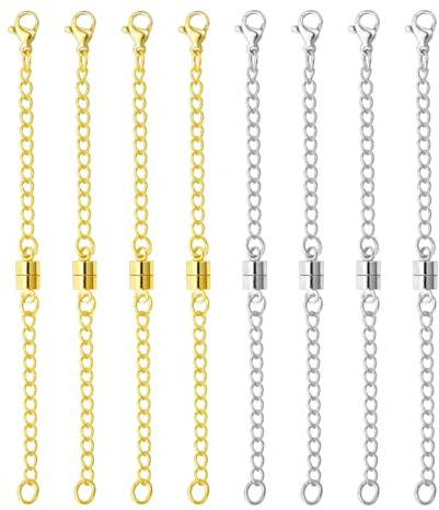 OHINGLT Adjustable Necklace Extender Magnetic Jewelry Clasps and Closures, Gold and Silver Necklace Extenders for Women