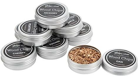 Kit de Ahumador de Cócteles con Virutas de Madera para Whisky, 8 Sabores de Virutas de Madera para Bebidas Ahumadas