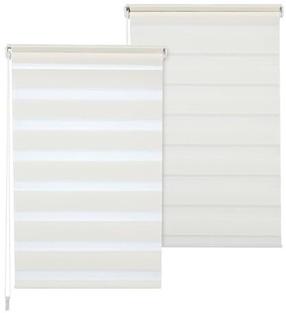 Doppelrollo DuoRollo Klemmfix ohne Bohren Seitenzug Fenster Rollo cremeweiß B 50cm (46cm Stoffbreite) x H 150 cm
