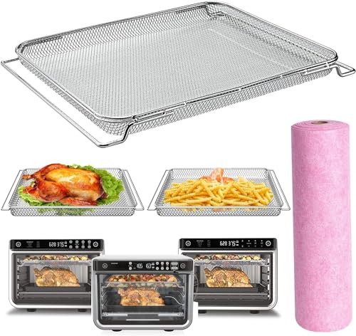 Air Fryer Basket for Ninja Foodi DT251 10-in-1 Smart XL Air Fryer Oven, 14.4 * 11.4'' Stainless Steel Wire Rack Accessories Tray Compatible with Ninja DT201,DT200 Convection Oven, Dishwasher Safe