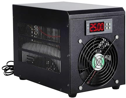 BIXUYOU 60L Aquarium Kühler, 180W Durchlaufkühler Aquarium Kühlsystem Wärmer, Aquarium Wasserkühlmaschine mit Pumpe + 2m Schlauch, CE/CCC (Kühlung)