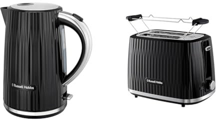 Russell Hobbs Eden Schwarz Frühstücksset: Wasserkocher 27361-70 + Toaster 27371-56
