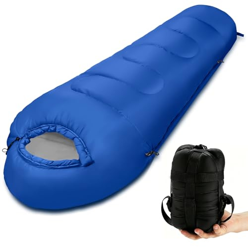BUOAZR Sacco a Pelo per Adulti, Ultraleggero 3 Stagioni Mummia, 10°C-20°C Sacco a Pelo Estivo Campeggio, Compatto Impermeabile Portatile, Ideali per Campeggio ed Escursioni, Interni ed Esterni