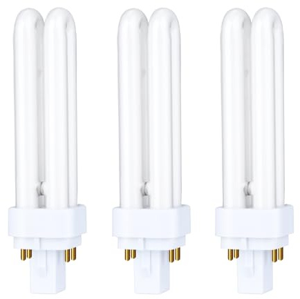 B4U 3 Pack G24Q-1 CFL Light Bulbs, 13W 4 Pin Energy Saving Light Bulb, Natural White 4000K, 4 Pin Bathroom Light Bulbs, 900LM