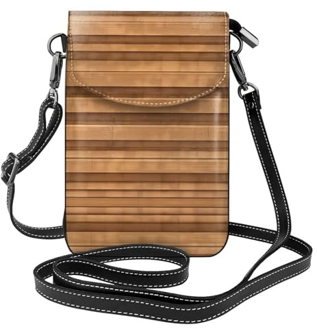 Cartera pequeña cruzada para teléfono con textura de madera original con tapa abatible, perfecta para ir de compras, viajes y uso diario.