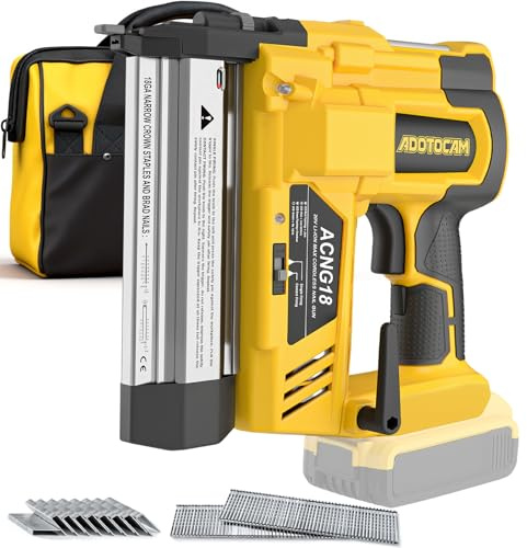 Sladdlös 2-tums Brad Nailer kompatibel med DeWalt 20 V batteri (inget batteri), 2-i-1 elektrisk spikpistol/häftpistol, 18 GA spikpistol batteridriven med 1 000 spikar/häftklamrar för träbearbetning