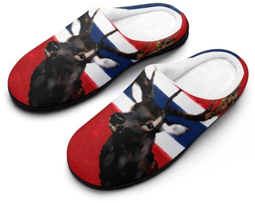 Norway Flag Norwegian Elk Funny Mens Slippers Lightweight Warm Slip On House Shoes Indoor Outdoor