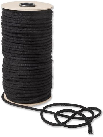 IPEA Corda Macrame Nero Cotone Naturale – 4 mm x 100 Metri – [ Made in Italy ] – Rotolo Super Lungo – Filo da Cucito per Lavorazioni Artigianali, Decorazioni, Arazzi e Tende - Filato