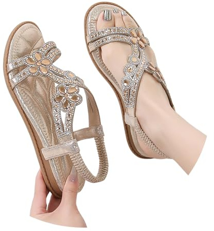Sandali Donna Estive Scarpe Bianchi Estivi Comodi Eleganti Infradito Gioiello Estate 2026 Bianco Con Strass Oro Minimal Brillantini Sandalo Estivo Ciabatte Da Aperte Comode