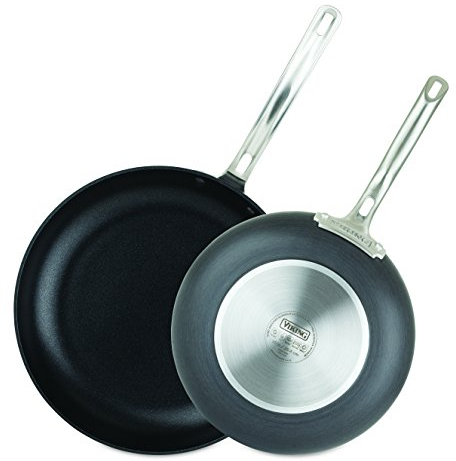 Viking Non Stick Frying Pans, 2 Piece Hard Anodized Kitchen Cookware, 10 and 12 Inch, Gray