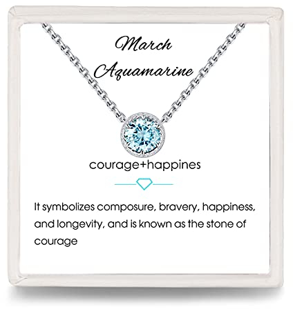 Presentski Aquamarin Kette März Geburtsstein Halskette Anhänger mit Solitär für Damen Mädchen