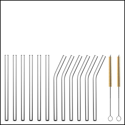 Sir Finley Monkey Glasstrohhalme lang (12 Stück) - Glas Strohhalme wiederverwendbar, spülmaschinenfest - 15cm gerade & gebogen transparent