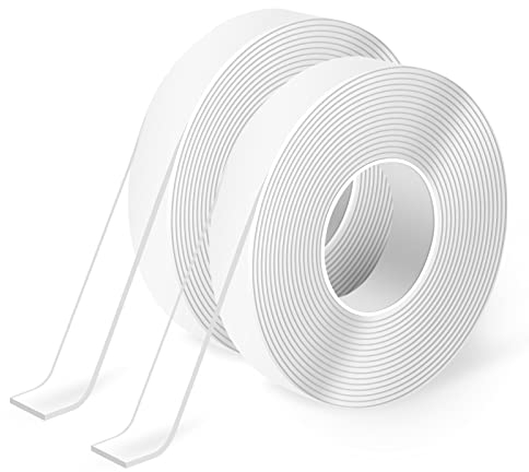Art3d Nano Ruban adhésif double face (2 rouleaux de 3 mètres), ruban adhésif polyvalent en mousse transparente pour moquettes/coller des articles/cadres photos/bricolage montage mural, 300x1.3x0.2cm