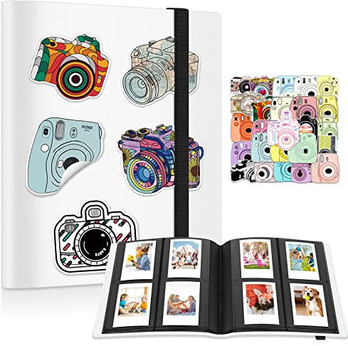 Ablus 160 fickor mini fotoalbum för Fujifilm Instax minikamera, polaroid tryckknapp, Z2300, SocialMatic Instant Camera & Zip Instant Printer (160 fickor, vit)